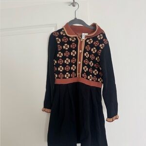 Janie and Jack Black and Brown Floral Knit Dress
